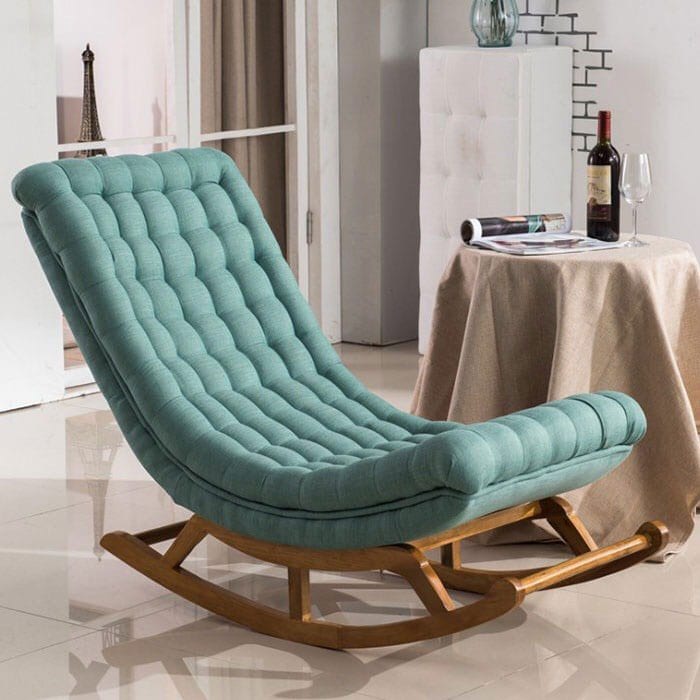 Ghế bập bênh thư giãn bọc nỉ xanh