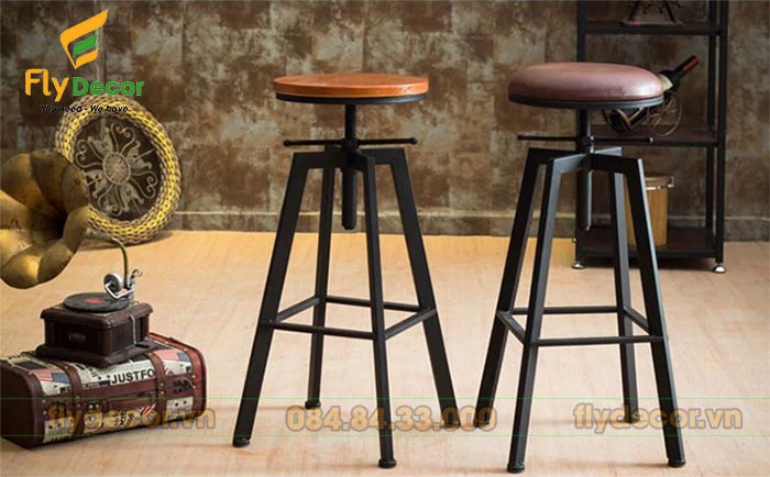 Ghế bar chân sắt không tựa tròn