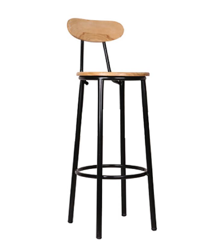 Ghế bar sắt mặt gỗ có tựa lưng