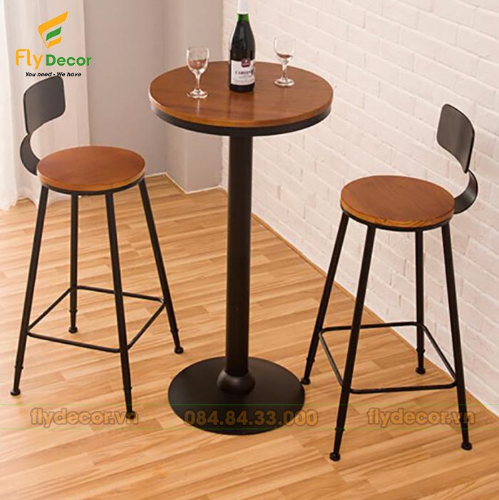 Ghế bar chân sắt mặt gỗ hiện đại giá rẻ