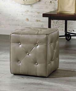 Đôn Sofa vuông bọc da xám
