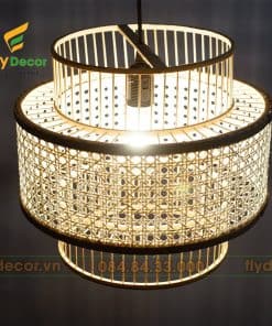 Đèn mây tre cao cấp 3 tầng hình kéo quân