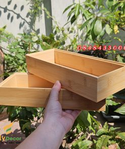 Hình ảnh khay tre đôi 2 tầng cao cấp