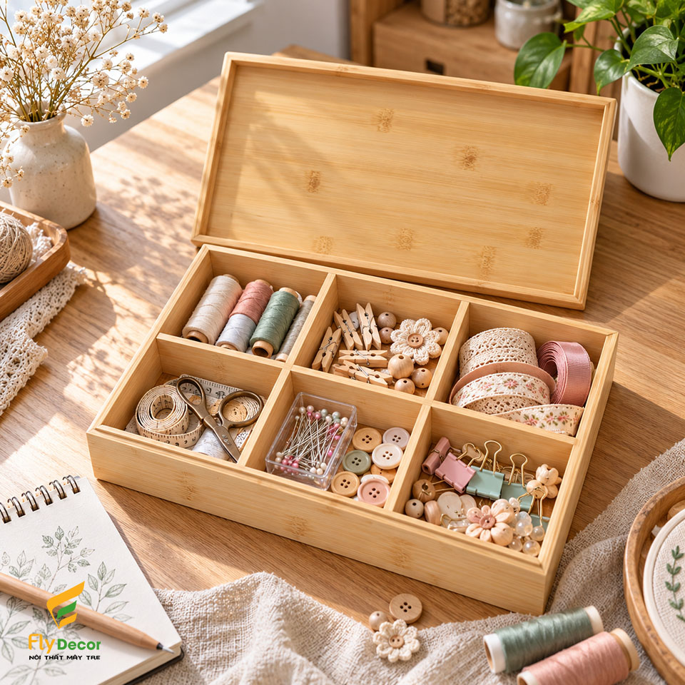 Hộp tre đựng bánh kẹo có nắp
